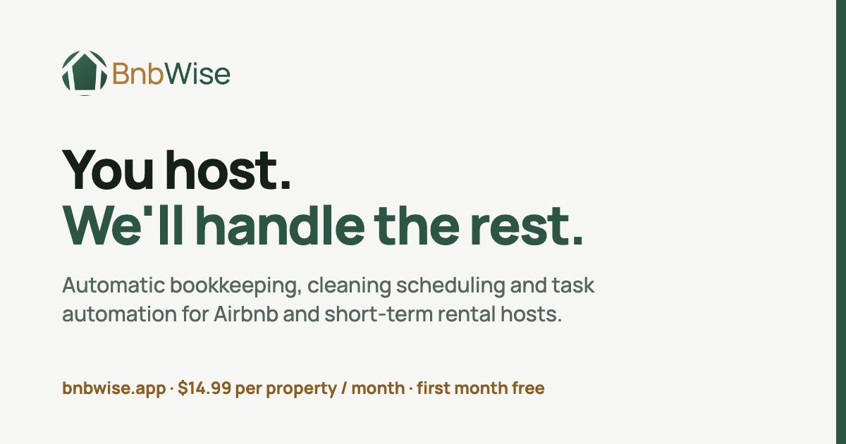 BnbWise - Automated Bookkeeping & Tasks for Airbnb Hosts